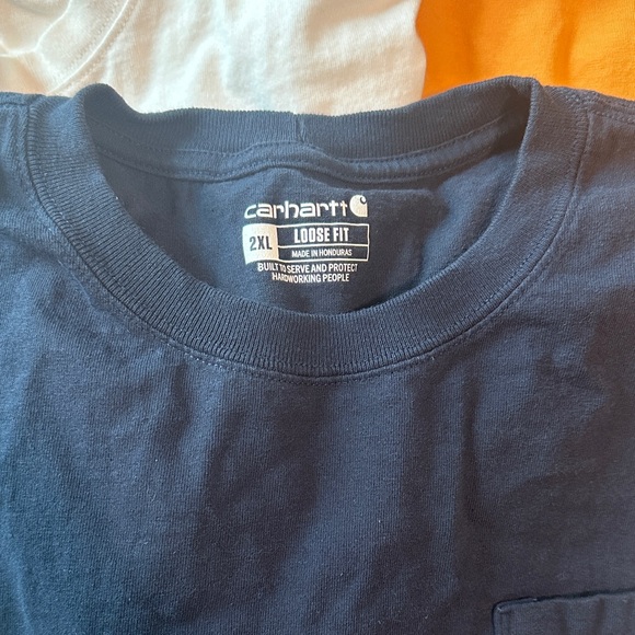 Lot of 3 Carhartt Assorted Pocket Tees - Navy, Orange, Gray men’s work shirts - Picture 2 of 5